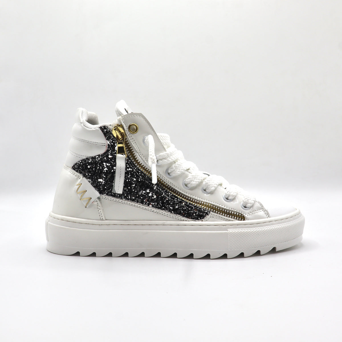 SQUALOS HIGH 2.0 white and black glitter